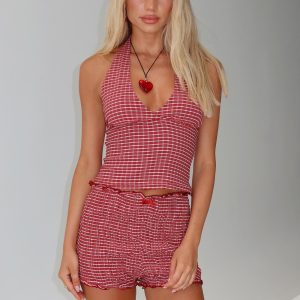 Red Gingham Halter Top