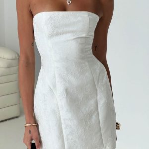Clean Strapless Mini Dress - White