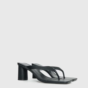Black Minimal Strap Heels